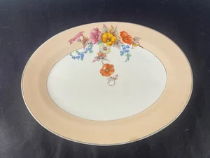 Vintage Cronin China Co Platte oval lila orange gelb Blumen Servierplatte - Bild 1 von 5