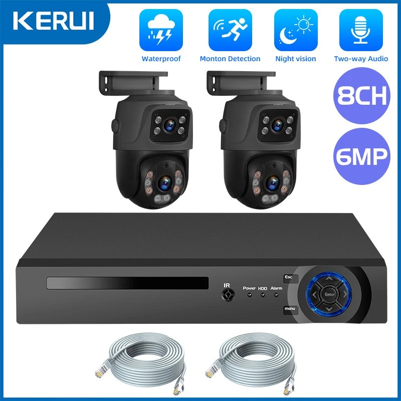 KERUI 8CH NVR 6MP POE Security Camera System Two Way Audio Human Detection H.265 - Image 1 of 4