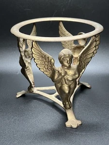 Vintage Solid Brass Cherub Stand for Bowl/Orb/Candle/Plant 5.5" Tall Heavy Large - Imagen 1 de 11