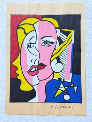 Roy Lichtenstein (Handmade) Drawing on antique paper Signed and Sealed. - Image 1 of 2