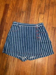 Vintage 80er 90er Forewarned Jeans Company Damen gestreift Denim Skort Y2K Skate Preppy - Bild 1 von 12