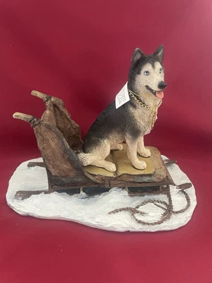 Husky On Dog Sled Dog Figurine Large Special by Conversation Concepts DFLS17A - Image 1 of 4