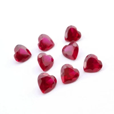 50 Pcs Natural Burmese Red Ruby 5-7 Ct Loose Heart Cut Certified Gemstone Lot - Image 1 of 4