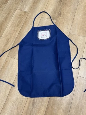 NUEVO Delantal de lona azul marino cosido a mano flores bolsillo granja rural Foto 1 de 4