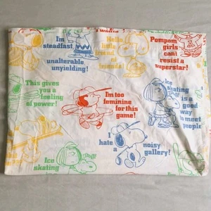 Vintage PEANUTS Snoopy Twin Flat Sheet Sports Tastemaker Muslin Charlie Brown - Picture 1 of 5