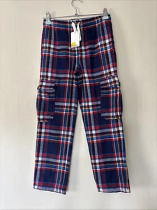 Mini Boden Blue Checked Cargo Trousers Age 7 Years NWT - Picture 1 of 8
