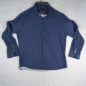 Duchamp Button Down Shirt Mens Extra Large Blue Long Sleeve All Over Pattern AOP - Picture 1 of 6
