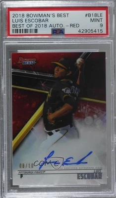 2018 Bowman's Best of Red Refractor /10 Luis Escobar #B18-LE PSA 9 MINT Auto - Image 1 of 2