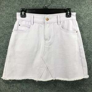 PRINCESS POLLY XX Jean Skirt Women's Size 4 Light Purple Denim Mini Cut-off - Picture 1 of 7
