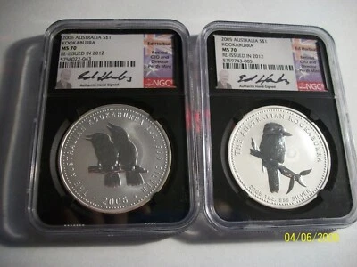 2005 2006 Australia Kookaburra NGC MS 70  2 oz Silver BLACK Core RARE - Image 1 of 2