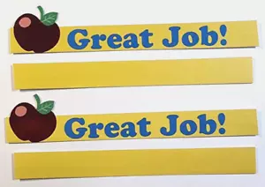 Great Job School Foil Apple Teacher Recollections 4 Pcs 6" x 1-1/8" Sticker - Picture 1 of 1