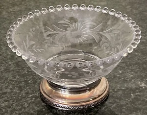 Vintage Imperial Kerzendocht rund geätzt Schale elegant Sterlingsilber Sockel - Bild 1 von 9