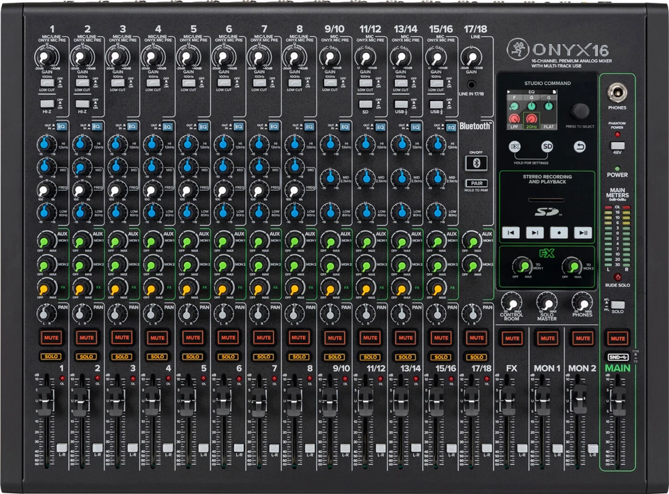 Mackie Onyx16 16-Channel Analog USB Mixer w/ Multitrack Recording via USB or SD - Image 1 of 4