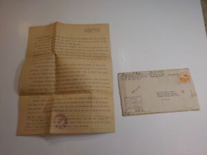WWII Letter 1944 French Francs Notes 255th Infantry Niagara Falls New York WW2 