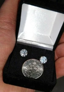 Sterling CZ Studded Earrings With NICE Gift Box - Picture 1 of 2