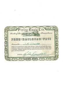 Billete de ferrocarril Flying Eagle Streamliner Pass Ferrum Eagle Mountain California - Imagen 1 de 2