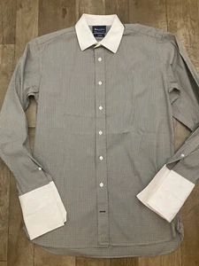 "Camisa de vestir Aquascutum para hombre a cuadros calce ajustado algodón mangas largas con botones 38""" - Imagen 1 de 14