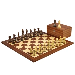 Mahogany Chess Set 20 Inch with Weighted Sheesham Staunton French Knight Pieces  - Picture 1 of 10