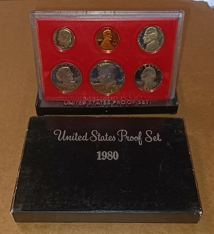 1980 Clad US Proof 6 Coin Set with Original Packaging COMPLETE Cover