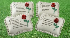 Memorial Graveside Plaque Ornament Grave Stone Rose Flower Scroll