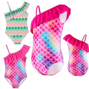 Kids Girls Swimwear Holiday Swimsuit Mermaid Beachwear One Piece Leotard Pool - Picture 1 of 34