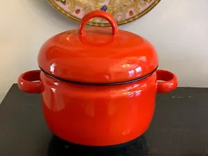 Vintage Carl Aubock Ostovics Kulinar Auswein österreichisches Emaillegeschirr rot Kochtopf - Bild 1 von 7