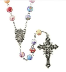 Katholischer Rosenkranz farbig Farbstoff Perlen 22 Zoll sehr gut gemacht - Bild 1 von 2