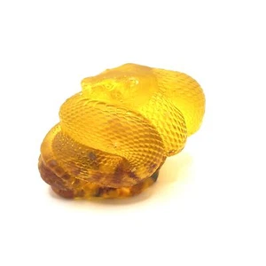 USA Handmade SNAKE Figurine Chinese made of amber resin with Baltic amber pieces - Picture 1 of 7