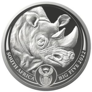 Silbermünze 1kg Big Five II. Nashorn (3.) Südafrika 2022 - Premium Stempelglanz - Bild 1 von 3