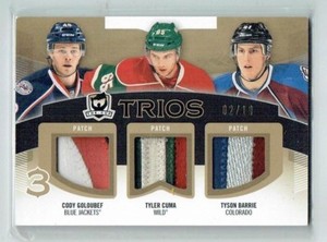 12 13 UD The Cup Trios  Cody Goloubef--Tyler Cuma--Tyson Barrie  /10  Patches