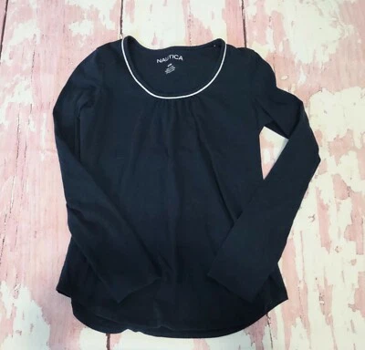 Blusa Nautica Feminina Pulôver Azul Pequeno Gola Redonda Manga Longa Streetwear Preppy - Imagem 1 de 4