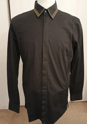 Fendi Black Embroidered Long Sleeve Shirt Men's Sz Medium Authentication Tag - Image 1 of 4