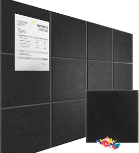 Cork Boards, 47" X 35" Black Bulletin Board,12 Pack Felt Wall Tiles for Walls Fe - Picture 1 of 12