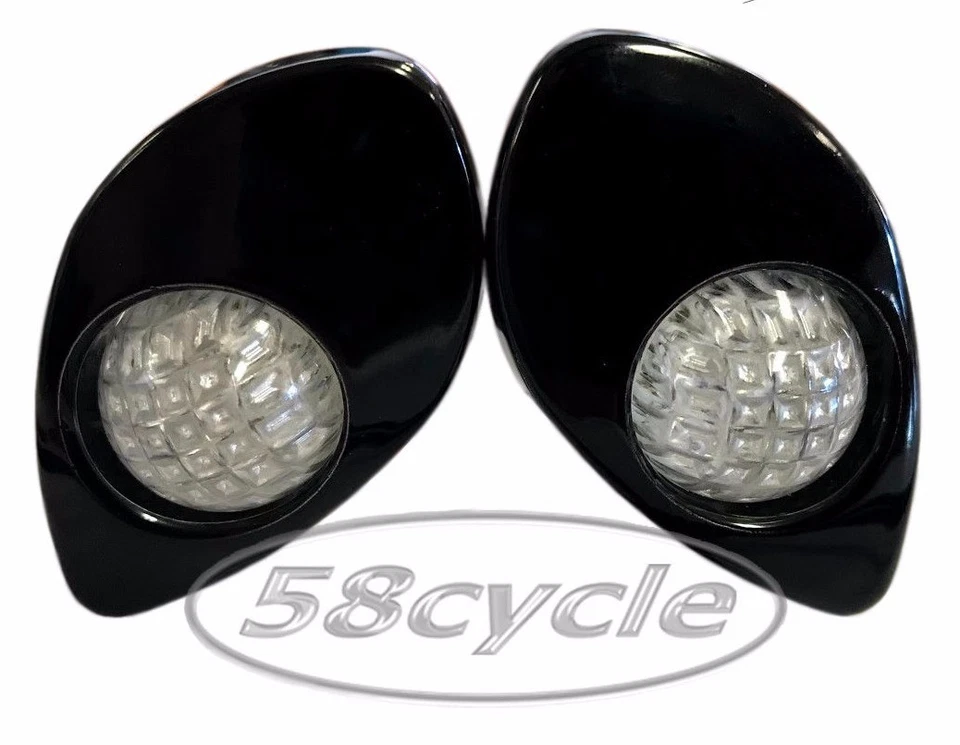2006-2015 YAMAHA YZF-R6 Greggs Custom Signals Black Fluted Front Lights - Image 1 of 1