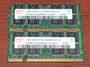 2GB 2X1GB HYMP512S64BP8-Y5 1GB PC2-5300 DDR2 667MHZ Laptop SO-DIMM - Picture 1 of 2