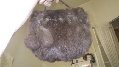 Bolso Manguito Conejo Marrón Alemán Vintage Metal Cremallera Cuelga Bolas Mango 9.5X8.5 Foto 1 de 4