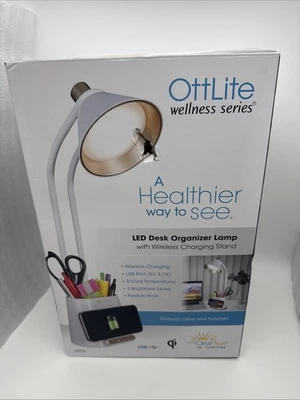 OttLite Wellness Series LED Desk Light Organizer Lamp & Wireless Charging Stand - Image 1 of 4
