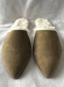 Jenni Kayne Shearling Lined Mules Shoes Slippers Sz 35 Size US 5made in italy⭐️ - Picture 1 of 5