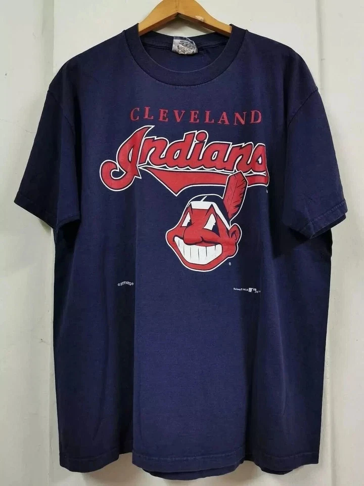 Vintage 1995 Cleveland Indians MLB Navy Color Unisex T-Shirt AN63085 - Image 1 of 1