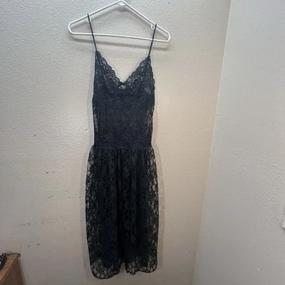 Vestido sin mangas vintage años 80 90 Victoria's Secret etiqueta dorada encaje cintura caída Foto 1 de 4