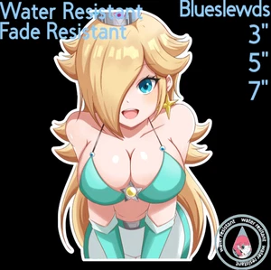 Super Mario Princess Rosalina 3" / 5" / 7" Lewd Anime Laptop Bottle Sticker - Picture 1 of 1
