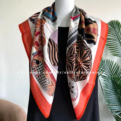 Sallys 70% Cachemira y 30% Seda Bufanda Linternas Estampado Doble Cara Estola Mantón 35" Foto 1 de 4