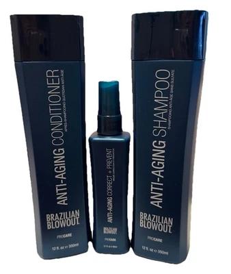 Brazilian Blowout Anti Aging Shampoo, Conditioner & Correct + Prevent Spray Trio - Image 1 of 4
