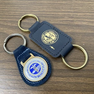 2 National Association Of Letter Carriers Health Benefit Plan Leather Keychains - Picture 1 of 8