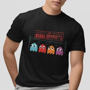 Pacman Ghosts The Usual Suspects T-Shirt lustig Retro Gamer Tee Grafik Freizeit - Bild 1 von 5