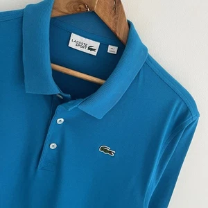 Lacoste Sport Polo Shirt FR 7 2XL XXL Mens Blue Knit Casual Cotton Short Sleeve - Picture 1 of 9