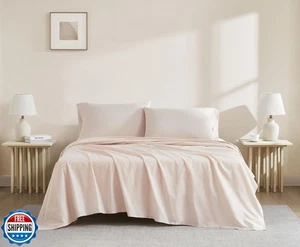 Leinenschrank Bio 100% Baumwolle Twin XL Bettlaken 3-tlg. Set - Hellrosa Cris - Bild 1 von 5
