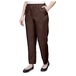 Alfred Dunner Proportioned Short Pull-On Pants Women's 14 Brown Stretch NWT - Picture 1 of 9