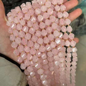Perline pietre preziose quarzo rosa sfaccettato torsione spirale naturale originale 8 mm 10 mm 15'' - Foto 1 di 4