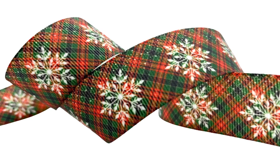 5 yards Christmas ribbon. Holiday ribbon. craft supplies. Christmas grosgrain - Image 1 of 1